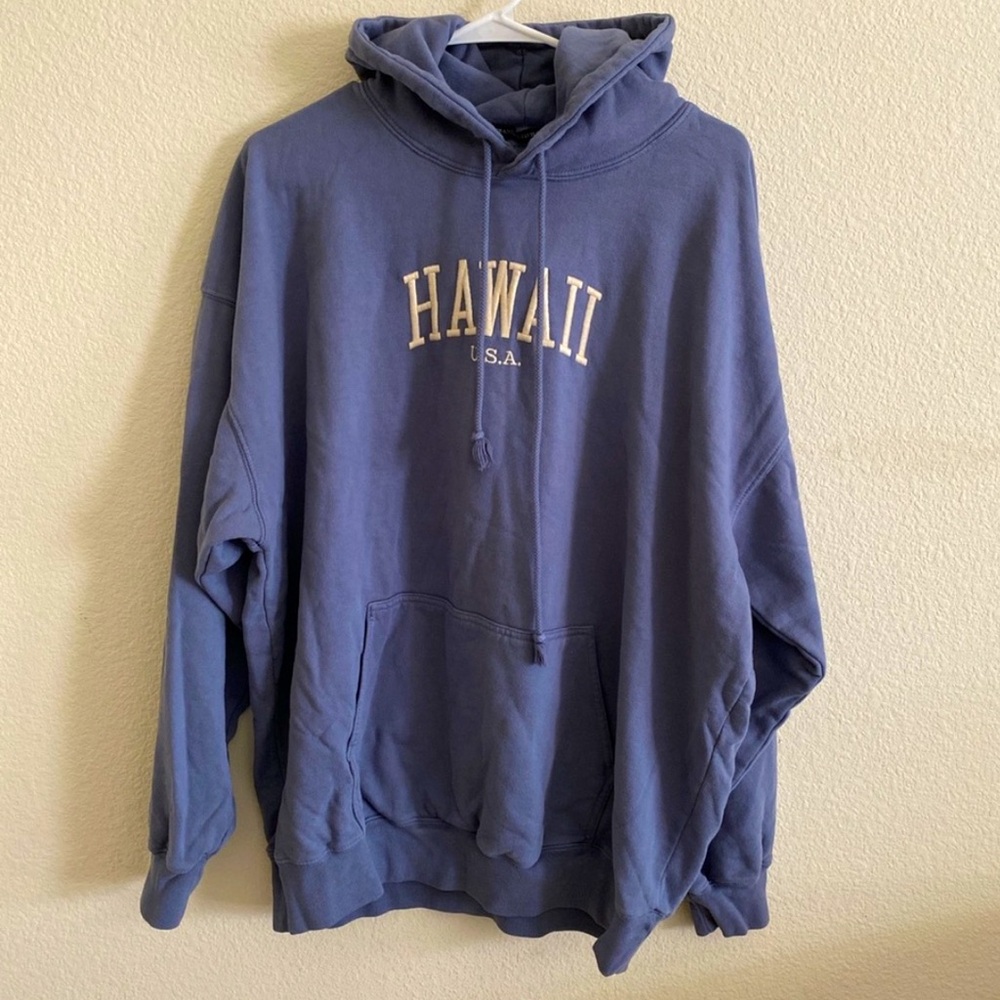 John Galt brandy melville oversized embroidered blue hoodie